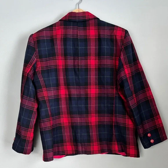Vintage Wool-Cashmere Blend Plaid Blazer size M - Picture 3 of 8